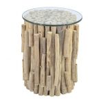 Stolik Flint Stone Driftwood Compact round   - Inart 2